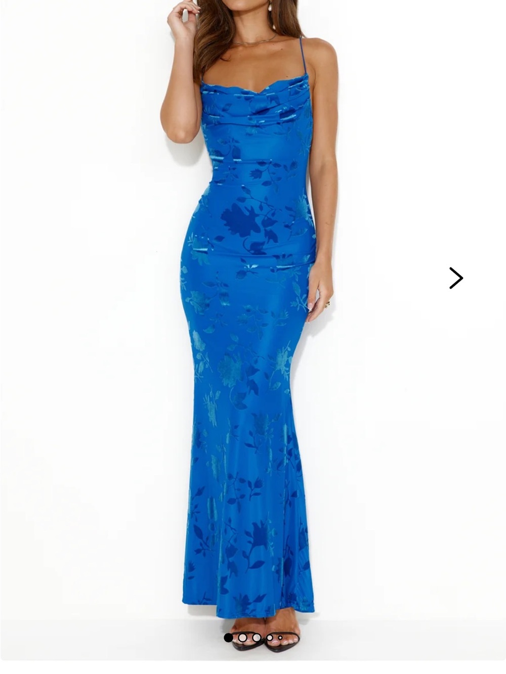 Blue Floral Cowl Neck Slip Dress Runaway the Label